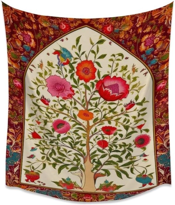 Floral and Geometric Pattern Tapestry