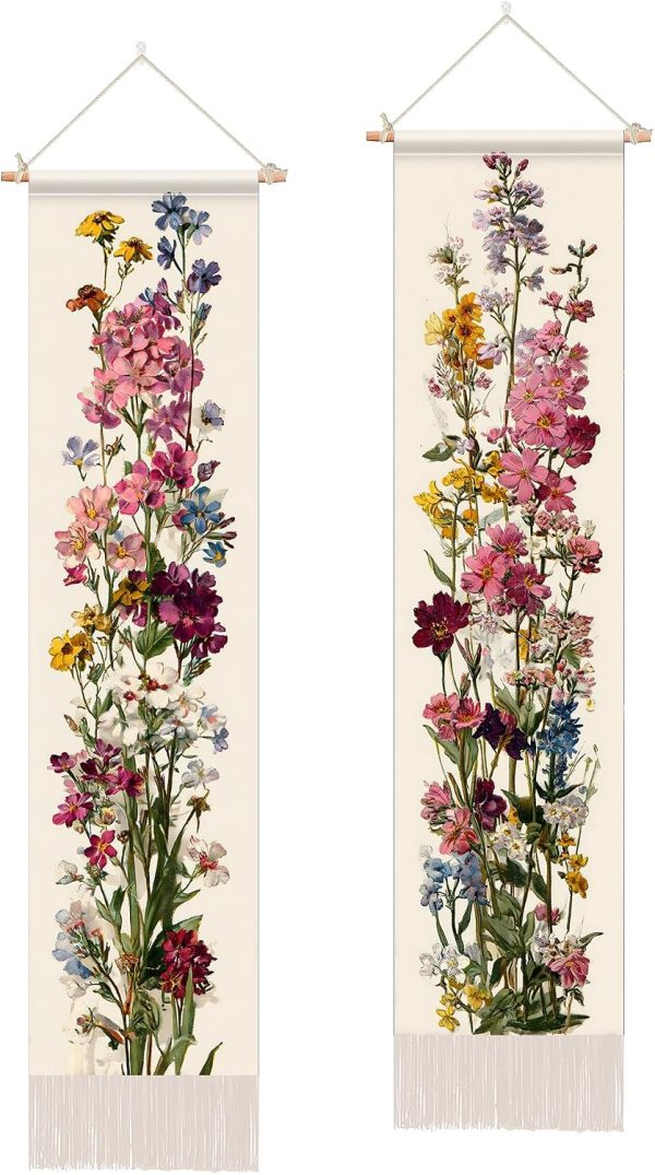 Vintage wildflower vertical tapestry